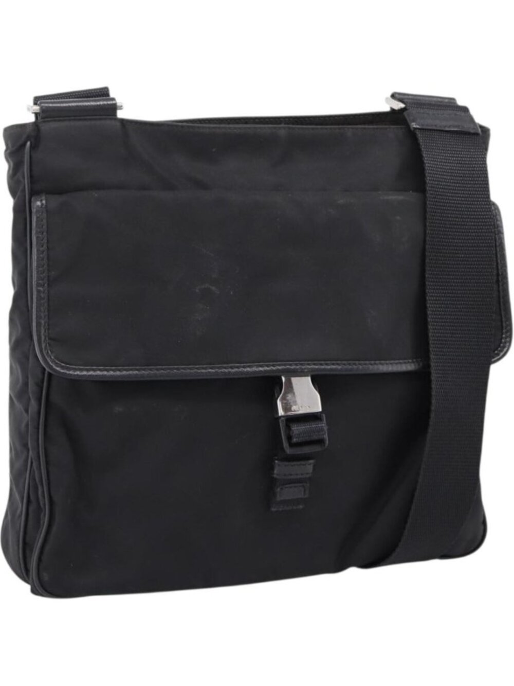 PRADA Shoulder Bag Nylon Black Silver